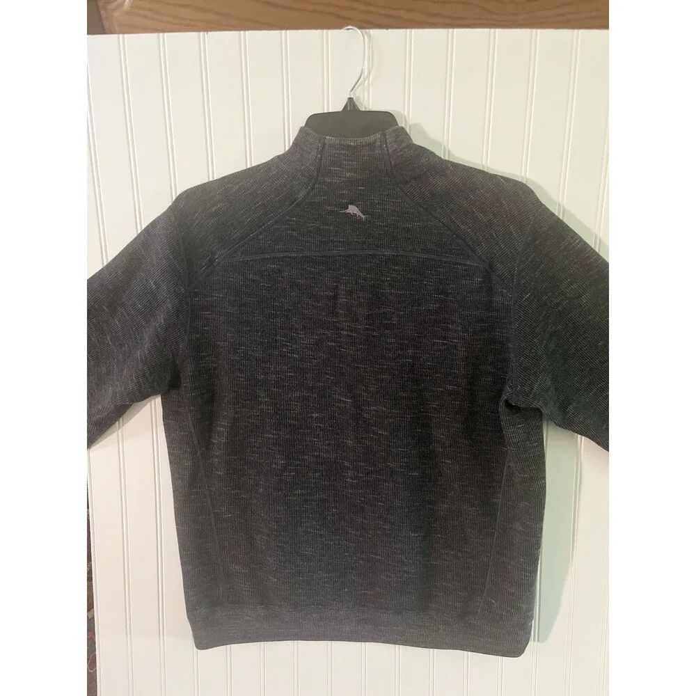 Tommy Bahama Men’s Long Sleeve 1/4 Zip Polo Shirt Reverse Dk Gray/ Lite Gray Lg